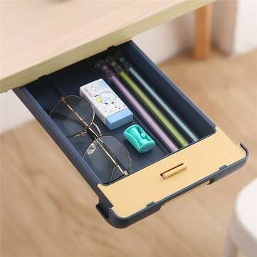 Extra Large Pencil Case Under Desk Drawer Storage Paste Table Bottom Box Stationer... (COLOR.: BLUE)