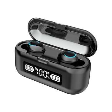F9 TWS Wireless bluetooth 5.1 Earphone Mini Portable 2000mAh Power Bank IPX7 Water... (COLOR: BLACK)