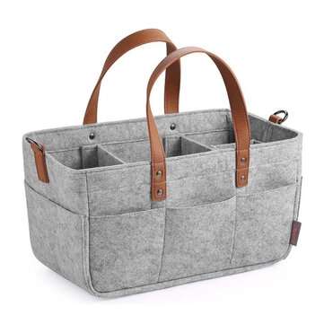 Felt Diaper Storage Bag Portable Detachable Foldable Felt... (SIZE.: 38*26*23CM | COLOR.: LIGHTGREY)