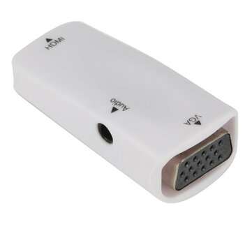 FHD 1080P HDMI Female to VGA Female Mini Adapter with Audio Cable HDMI to VGA Con... (COLOR.: WHITE)