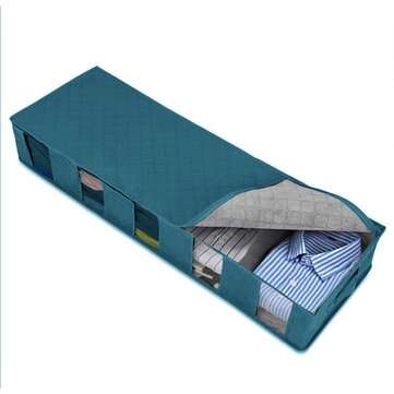 Five-Fold Folding Non-Woven Bed Storage Box Dustproof and Moisture-Proof Clothing Q... (COLOR: BLUE)