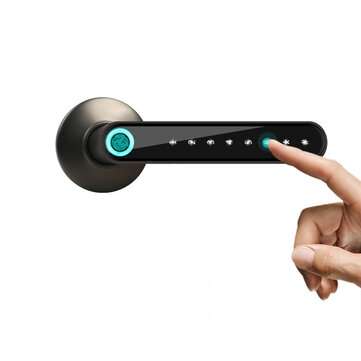 Fingerprint Door Lock Smart bluetooth Password Handle Lock APP Unlock Keyless Ent... (COLOR: SILVER)
