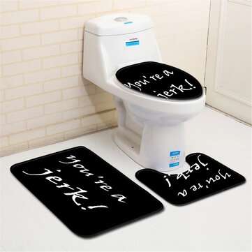 Flannel Fabric Waterproof Shower Curtain Non-Slip Bathroom Bath Mat Set Rug T... (MAT PACKAGE: 3PCS)