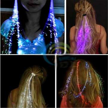 Flash LED Hair Braid 40CM Decorative Valentines Gift Party Light-Up Optic Fiber Ext... (COLOR.: RED)