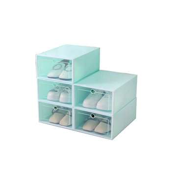 Foldable Clear Plastic Shoe Storage Boxes Display Organizer Stackable Tidy Save S... (COLOR.: GREEN)