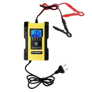 FOXSUR 7-Stages 12V 6A 24V 3A Battery Charger Touch Screen LCD Display Pulse Repai... (PLUG: EUPLUG)