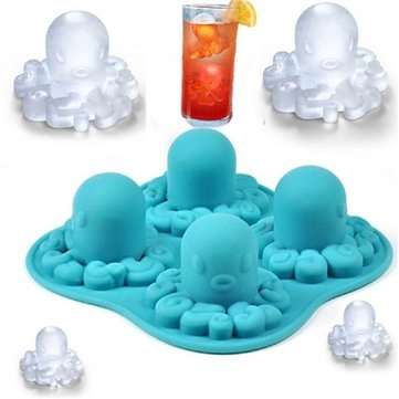 Funny New Tricks Party Drinking Silicone Ice Mold Tray 3D Octopus DIY Freeze Chocolate Molds Ice Cub