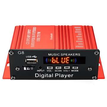 G8 12V Car Audio Stereo Power HIFI Amplifier bluetooth FM Radio 2CH 200W Support FM AUX SD U disk