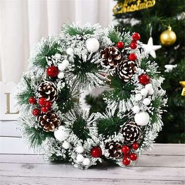 Gangzhilian Christmas Wreath Chirstmas Home Decoration Wreath Creative Mu... (SHAPE: THREEWHITEBALL)