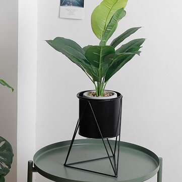 Gardening White Black Metal Rack Ceramic Succulent Plant Pot Desktop ... (COLOR.: BLACK | STYLE: #1)