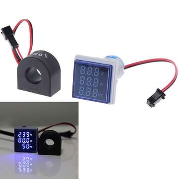 Geekcreit 3 in 1 AC 60-500V 100A Voltmeter Ammeter HZ Hertz Frequency Meter 22mm... (COLOR.: BLUE)