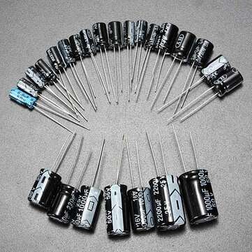 Geekcreit 1uF-2200uF 125pcs 25 Values Electrolytic Capacitors Assorted Kit Set
