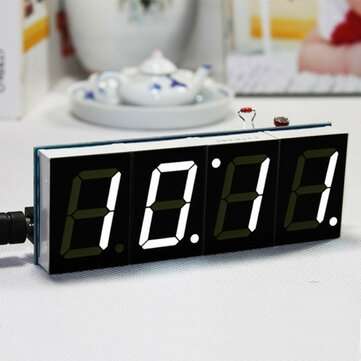 Geekcreit DIY 4 Digit LED Electronic Clock Kit Temperature Light Contro... (LIGHT: WHITEWITHOUTCASE)