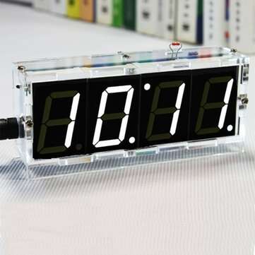 Geekcreit DIY 4 Digit LED Electronic Clock Kit Temperature Light Control Version (LIGHT: WHITECASE)