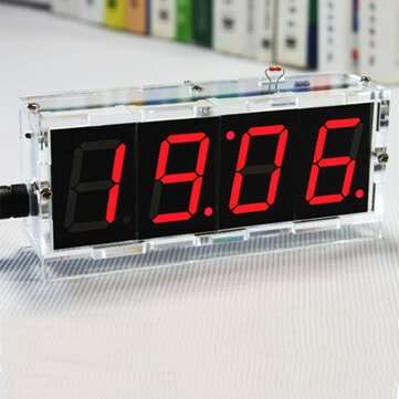 Geekcreit DIY 4 Digit LED Electronic Clock Kit Temperature Light Control Version (LIGHT: REDCASE)