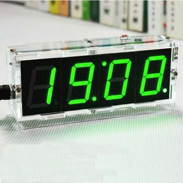 Geekcreit DIY 4 Digit LED Electronic Clock Kit Temperature Light Control Version (LIGHT: GREENCASE)