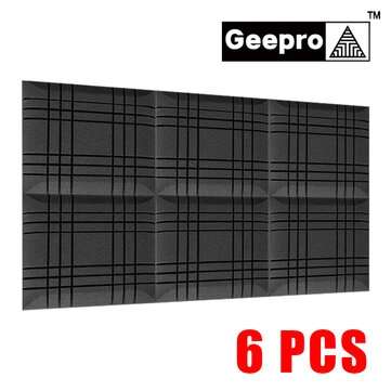 Geepro 6Pcs 3D Big Cube Black 5cm Thick Soundproof Foam Studio Foams Acoustic Wall Panel Tile