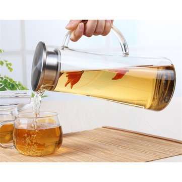 Glass Kettle Two-way Outlet Water Jug Heat Resistant Transparent Tea Pot Stainless Steel Strainer