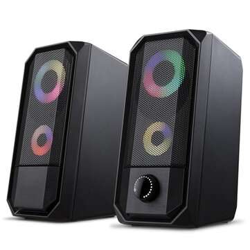 Golden Field M1 Wired Computer Speaker 10W Stereo Bass RGB Luminous USB 3.5mm Desk... (COLOR: BLACK)