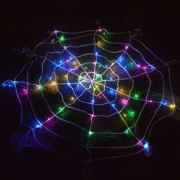 Halloween LED Spider Web Outdoor Horror Party Props Light Up Cobweb Spooky Decor