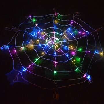 Halloween LED Spider Web Outdoor Horror Party Props Light Up Cobweb Spooky Decor