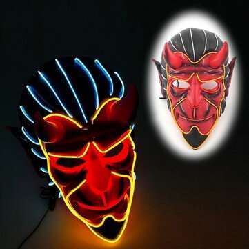 Halloween Haunted House Decor EL Wire Devil Mask Monster LED Luminous Mask Cosplay F... (COLOR: RED)