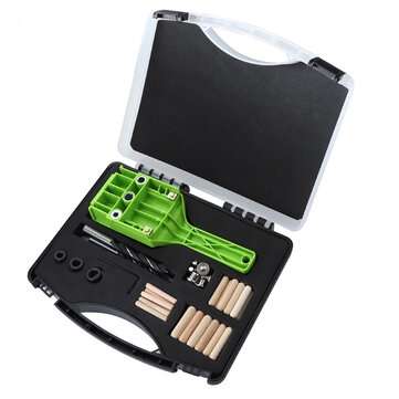 Hand-held Woodworking Dowel Jig Hole Punch Set with Storage Case ABS Plastic Wood ... (COLOR: GREEN)