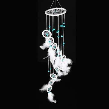 Handcraft Dream Catcher With Feathers Bead Wall Hanging Decorations Ornament (COLOR.: BLUE)