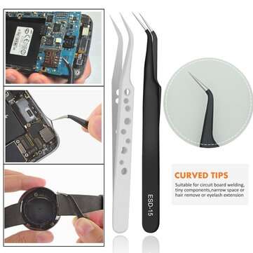 Handskit 9Pcs Tweezers Set Stainless Steel Anti-static Precision Tweezers for Electronic Mobile Phon