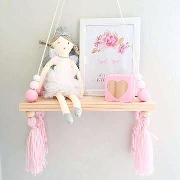Hanging Wall Shelf Bracket House Decorative Hardware Wooden Plank Nordic... (COLOR.: PURPLEANDWHITE)