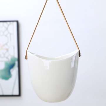 Hanging Rope Ceramic Flower Succulent Pot Planter Vase Home Garden Plant Pot Decor