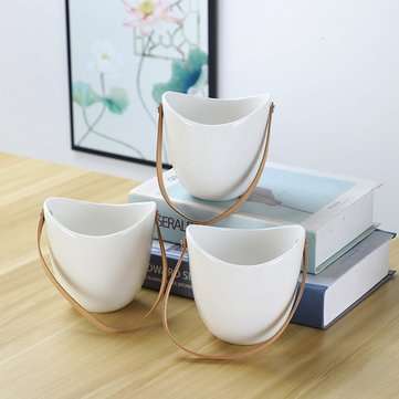 Hanging Rope Ceramic Flower Succulent Pot Planter Vase Home Garden Plant Pot Decor
