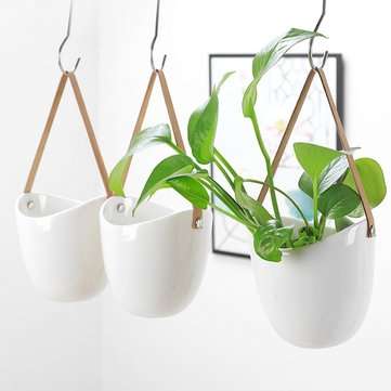 Hanging Rope Ceramic Flower Succulent Pot Planter Vase Home Garden Plant Pot Decor