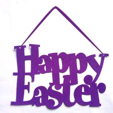 Happy Easter Hanging Non-woven Ornament Bunny Pendant Gifts Wall Door Decorations (COLOR.: PURPLE)