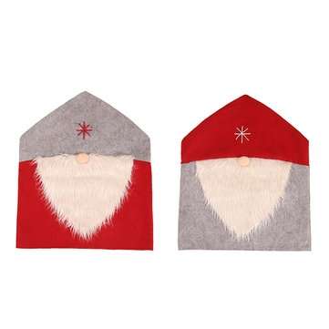 Happy New Year Merry Christmas Santa Claus Cap Table Chair Covers Red Hat Back Chai... (COLOR.: RED)