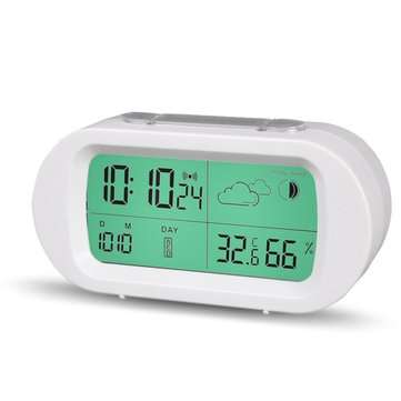 HC-102 Digital Time Thermometer Date Weather Display Snooze Mode Alarm Clock with... (COLOR.: WHITE)