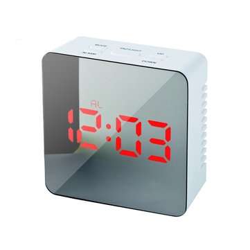 HC-29 USB Charging Digital Mirror Cube LED Night Mode Snooze Fun... (COLOR.: GREEN | SHAPE2: SQUARE)