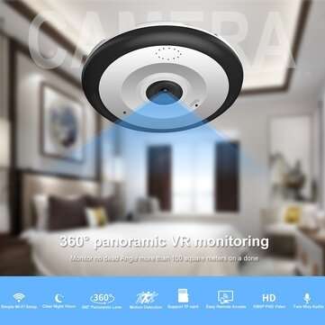 HD 1080P 360 VR Fisheye Camera V380 Mobile Phone Remote Home Wireless Monitor Pa... (PLUG: EUPLUG)
