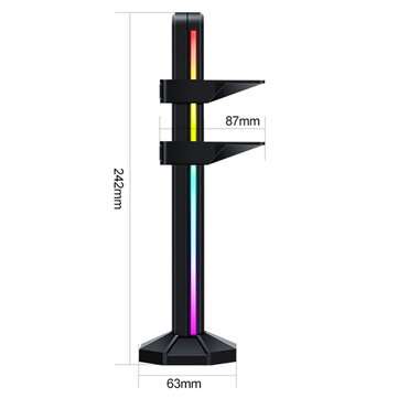 Headset Holder Bracket 5V 3Pin RGB Light Graphics Card Vertical Support Magnetic H... (COLOR: BLACK)