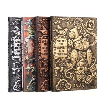 Home Gift Journal PU Cover Writing Pads Hardcover Travel Retro Embossed Notebo... (COLOR.: WATERRED)