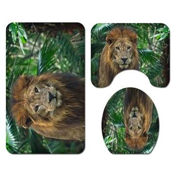 Honana 4PCS Bathroom Waterproof Shower Curtain Animal Lion Pattern Toilet Seat Cover P... (SIZE: #3)