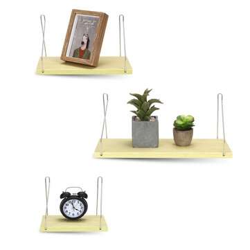 Home Wall Mounted Rack Iron Wooden Hanging Storage Rack Floating Shelf Displa... (COLOR: WHITEMAPLE)