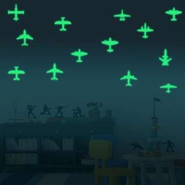 Honana DX-129 12PCS 7x8cm Fluorescent Glow Fighter Wall Sticker