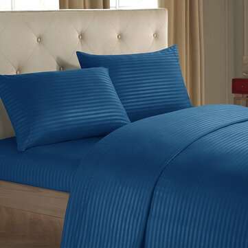 Honana Striped Bedding Sets 3/4 Piece High Qualit... (BEDDING SIZE: 4PCSFULLSIZE | COLOR.: DARKBLUE)