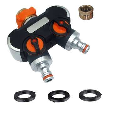 Hose Splitter Water Quick Connector Irrigation 2 Way Tap Garden With Swith 4 Gasket (STYLE: #1)