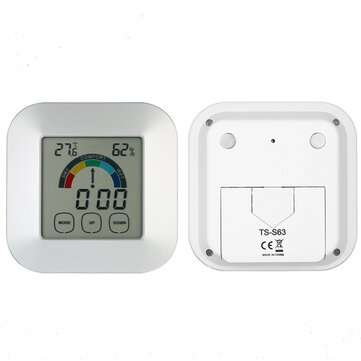 Household Touch Screen Digital Clock Temperature Humidity Display Alarm Outdoor Indoor Tester
