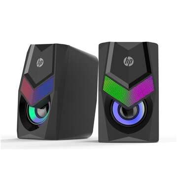 HP DHE-6000 Computer Speaker 2.0 Channels Stereo Multimedia LED Backlighting USB+3... (COLOR: BLACK)