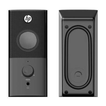 HP DHS-2101 Multimedia Computer Speaker Desktop Office Home Stereo Small USB+3.5mm... (COLOR: BLACK)