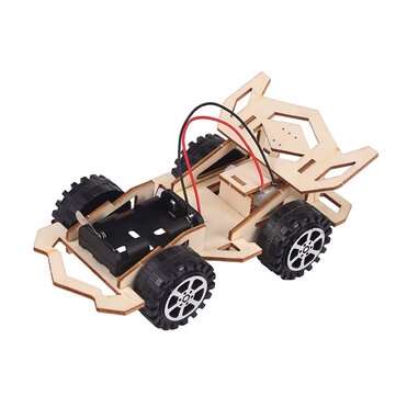 Huasu HS-112 Handmade DIY Toys Wood Electric Car Plane Ship Helicopter Toys STEAM Dev... (TYPE: CAR)