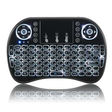 I8 2.4G Wireless White Backlit Hebrew Mini Keyboard Touchpad Air Mouse (COLOR.: BLACK)